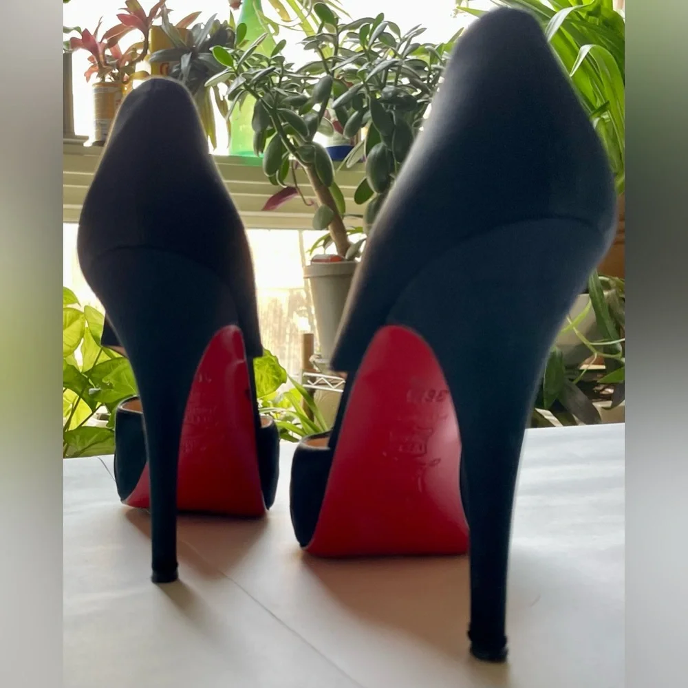 Christian Louboutin Satin Studded Accents T-strap Pumps - Picture 6 of 16